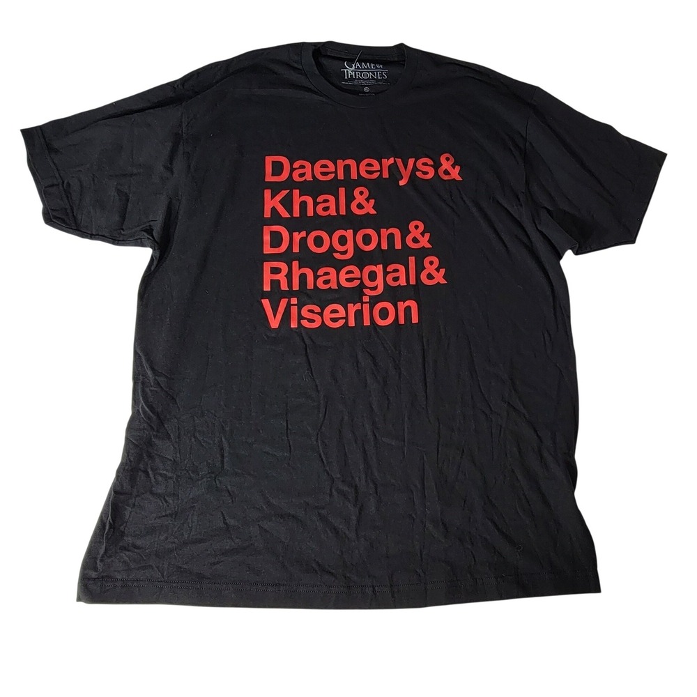 Game of Thrones Daenerys Khal & Dragons Graphic T-Shirt Mens 2XL Black Red HBO